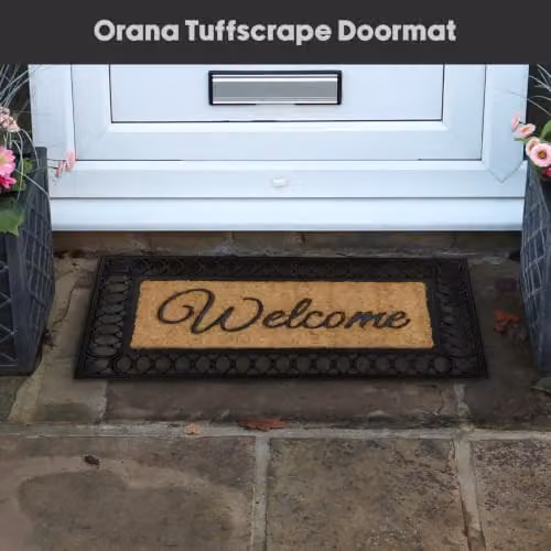 JVL Orana Embossed Coir Doormat with Non-Slip Rubber Edge, Brown/Beige, W: 40 cm, D: 70 cm – 3