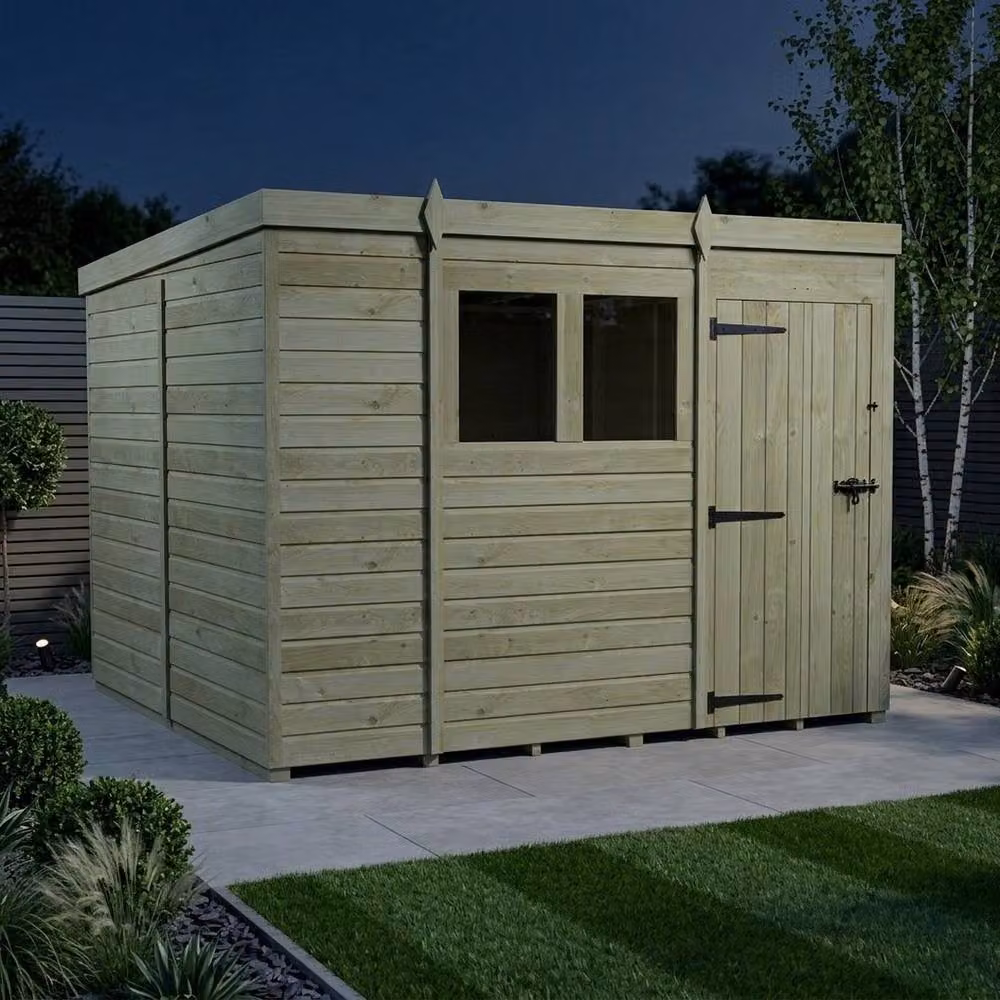 Buttercup Farm Brown Timber Pent Garden Shed with Single Door and Windows – 3