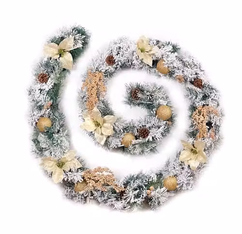 Best Artificial Frosted Gold Christmas Garland, 270 cm – 1
