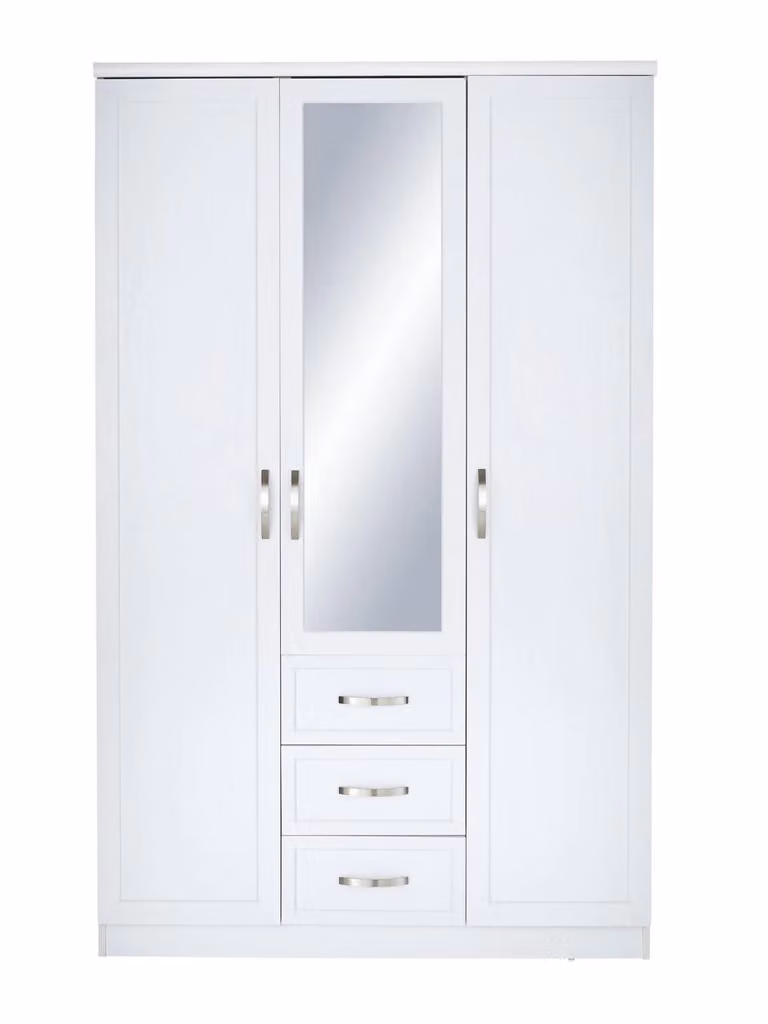 Very Home Modern White Wardrobe with Hinged Doors and Drawers H 192 x W 119 x D 58 cm