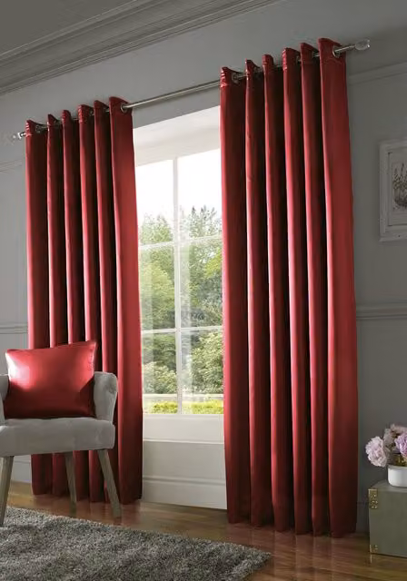 Terrys Burj Red Opaque Eyelet Curtains