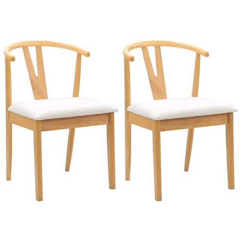 vidaXL Set of 2 Dining Chairs in Natural and Light Solid Rubberwood