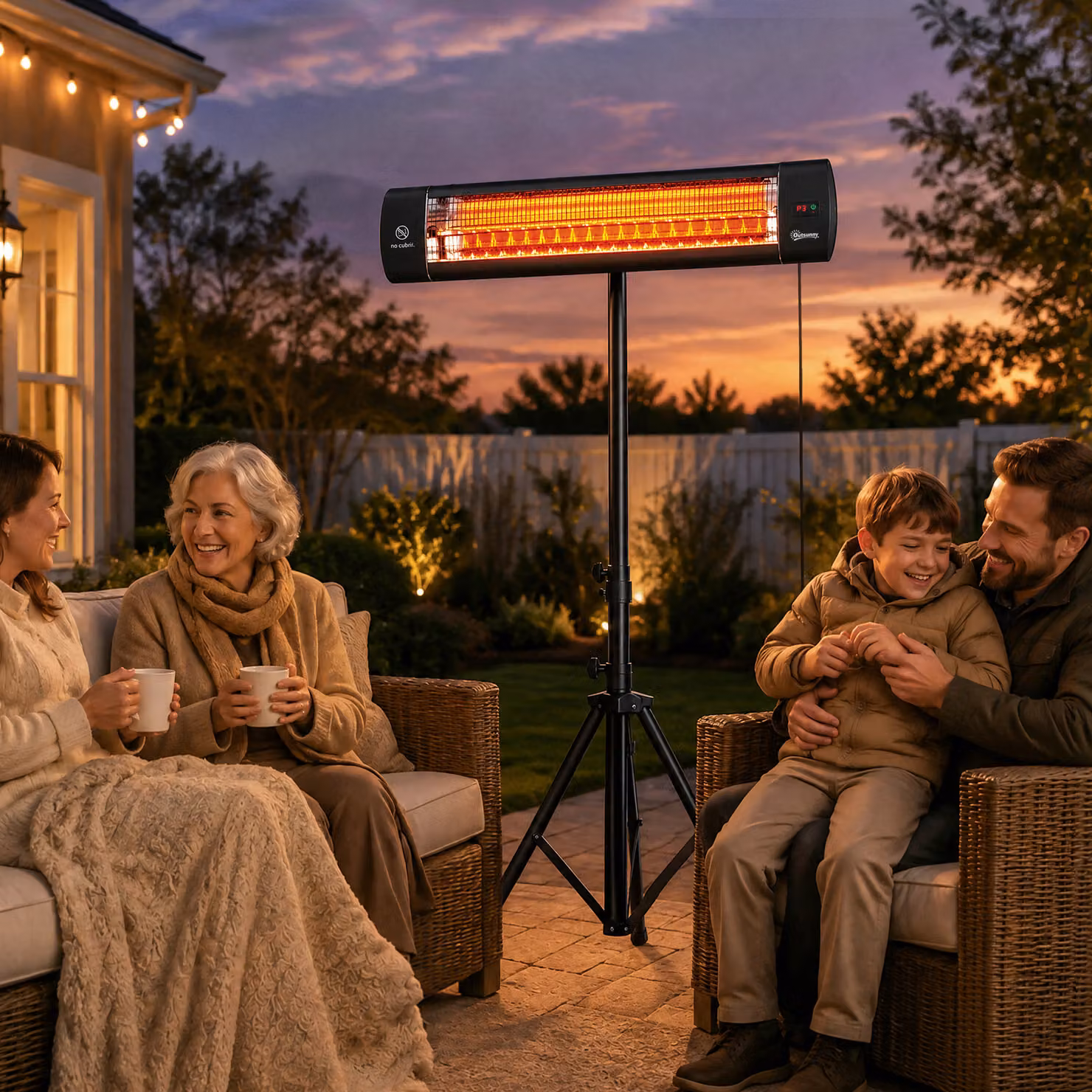Outsunny 2500 W Electric Infrared Patio Heater with Tripod, IP65 Outdoor Garden Heater, Black – 2