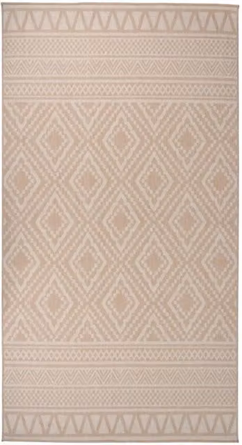 Berkfield Home Outdoor Flatweave Rug, Brown and Beige Stripes, W/D: 80 x 150 cm