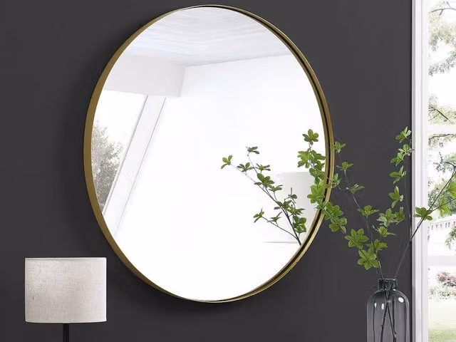 JAFFREL Round Metal Wall Mirror in Gold, Diameter: 80 cm – 1