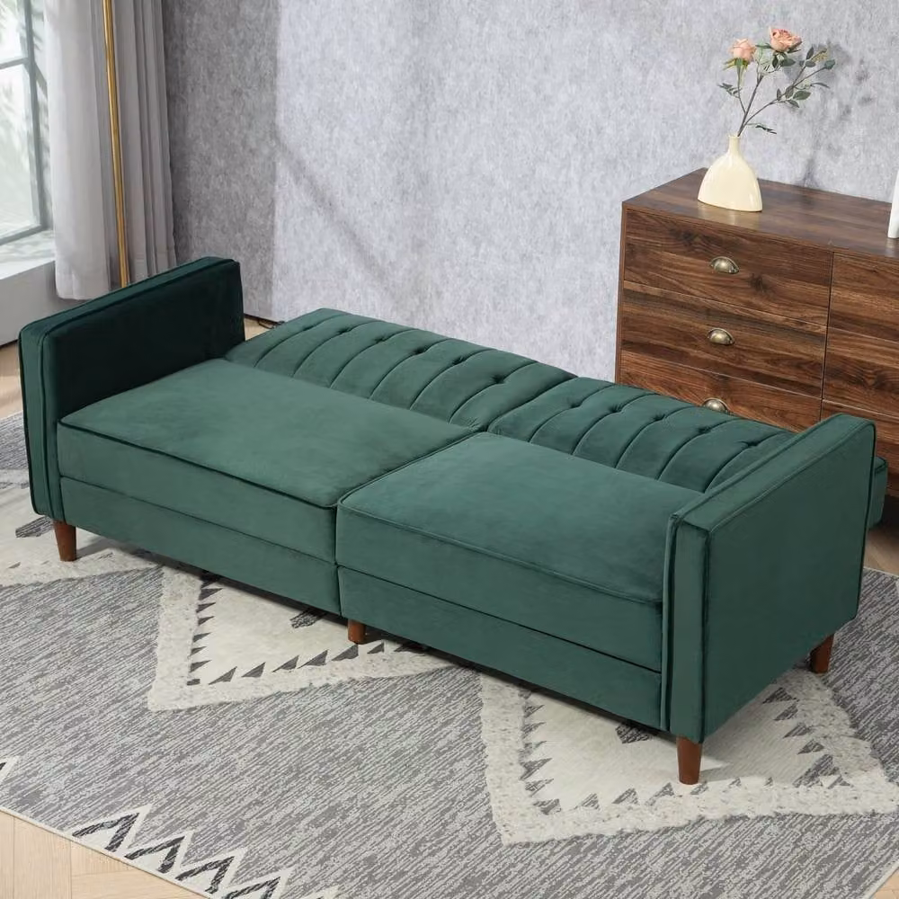 Wyld Haus Babano 3 Seater Convertible Sofa Bed in Forrest Green Velvet Fabric – 6