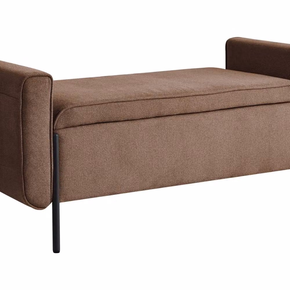 Wyld Haus Arcadia Mid-Century Brown Fabric Lift Up Storage Bench – 2