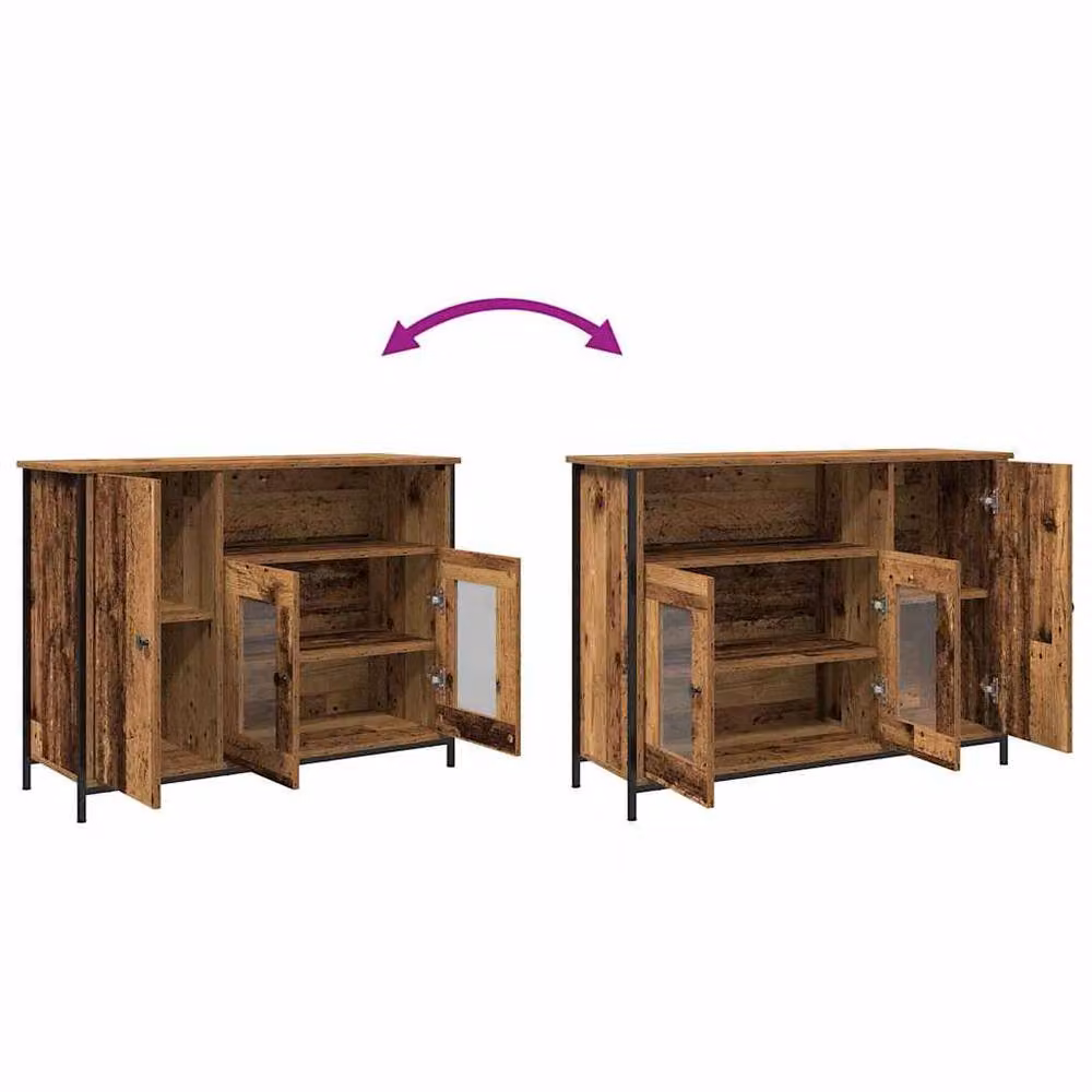 Berkfield Home Rustic Old Wood Sideboard in Brown, W/D/H: 100 x 35 x 75 cm – 4