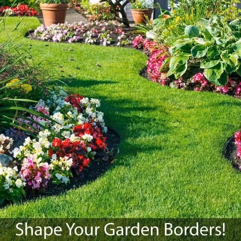 NESTLUNE Flexible Garden Edging Lawn Grass Border, Black, W/H: 100 x 15 cm – 5