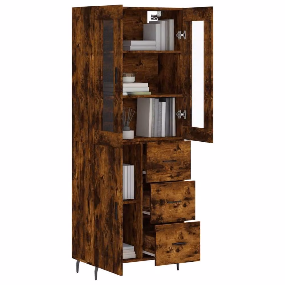 Berkfield Home Smoked Oak Highboard in Brown, W/D/H: 69.5 x 34 x 180 cm – 3