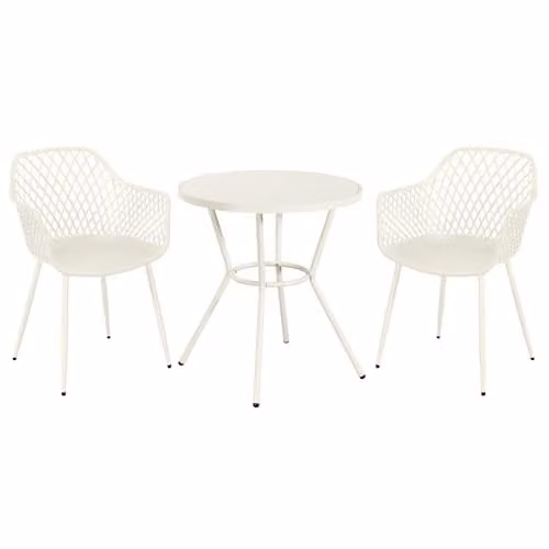 Core Products 3-Piece Bistro Garden Set with Round Metal Table and Pair of Lattice Armchairs – 1