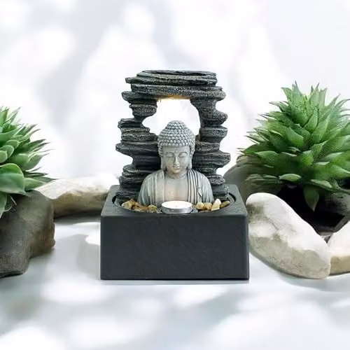 Minster Buttercup Farm Table-Top Fountain in Grey, W/D/H: 18 x 18 x 24 cm – 1