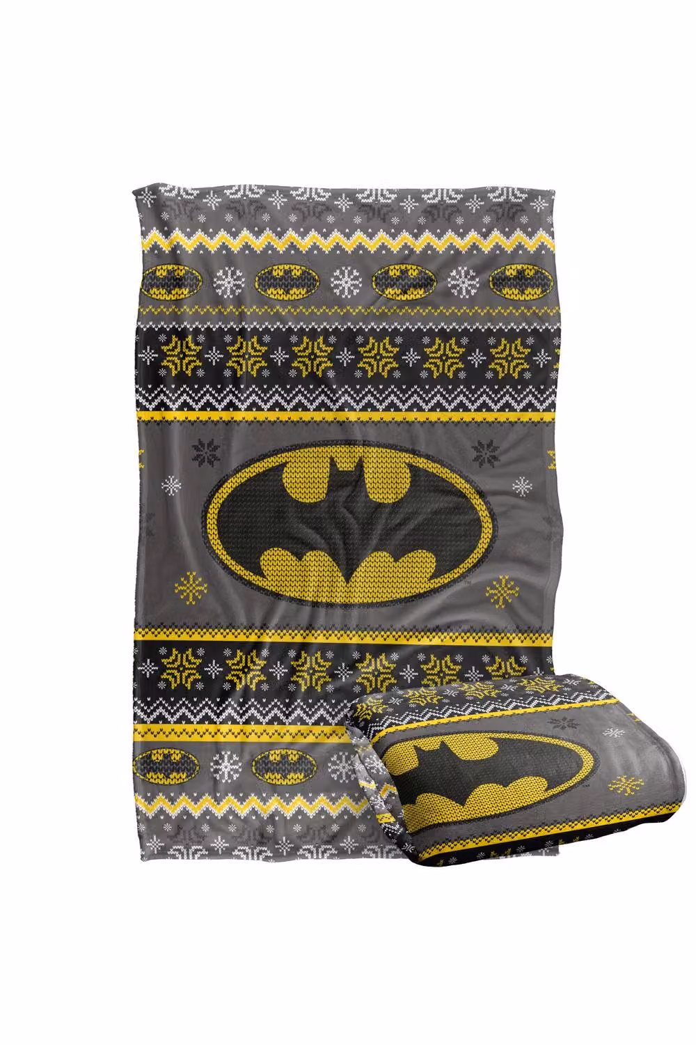 Warner Bros. Batman Ugly Christmas Sweater Logo Super Soft Fluffy Polyester Blanket, Multicolour, Large – 2