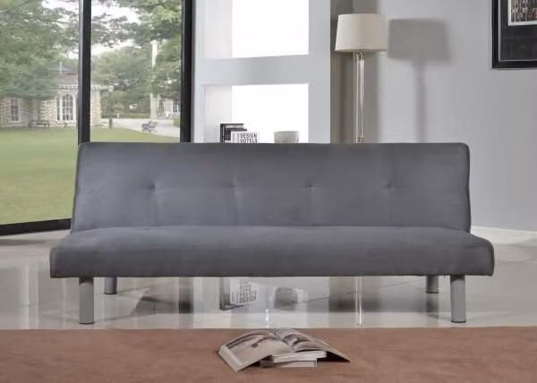 Comfy Living Ltd 3 Seater Grey Fabric Sofa Bed with Microfibre Upholstery and Solid Wood Frame