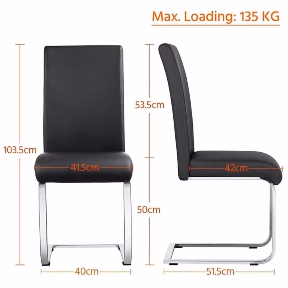 EONLION Set of 2 Black PU Leather Modern Dining Chairs with Cantilever Base – 2