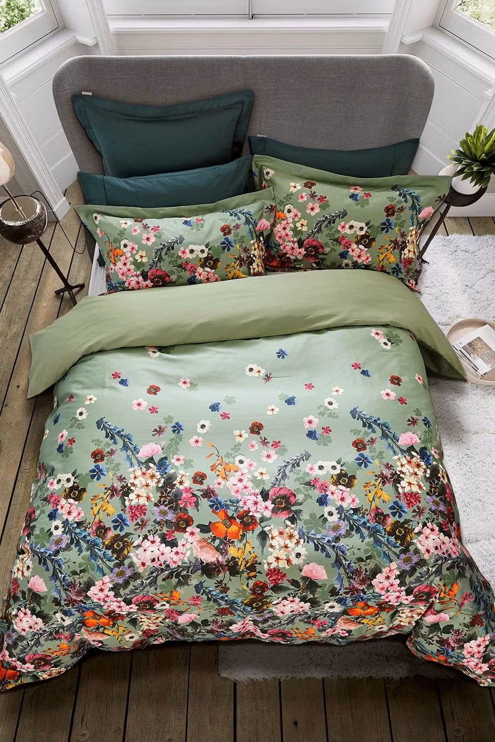 Ted Baker Green Floral Mako Satin Cotton Duvet Cover and Pillowcase Set, W/D/H: 200 x 220 cm and 140 x 200 cm – 3