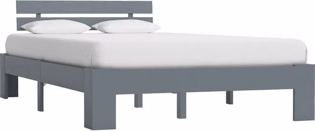 Berkfield Home Modern Grey Solid Pine Wood Bed Frame W: 140 cm, D: 200 cm – 1