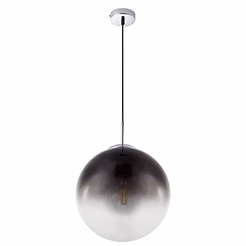 Netlighting Varus Sphere Design Pendant Light with Grey Glass Shade and Chrome Finish, W/D/H: 30 x 30 x 30 cm