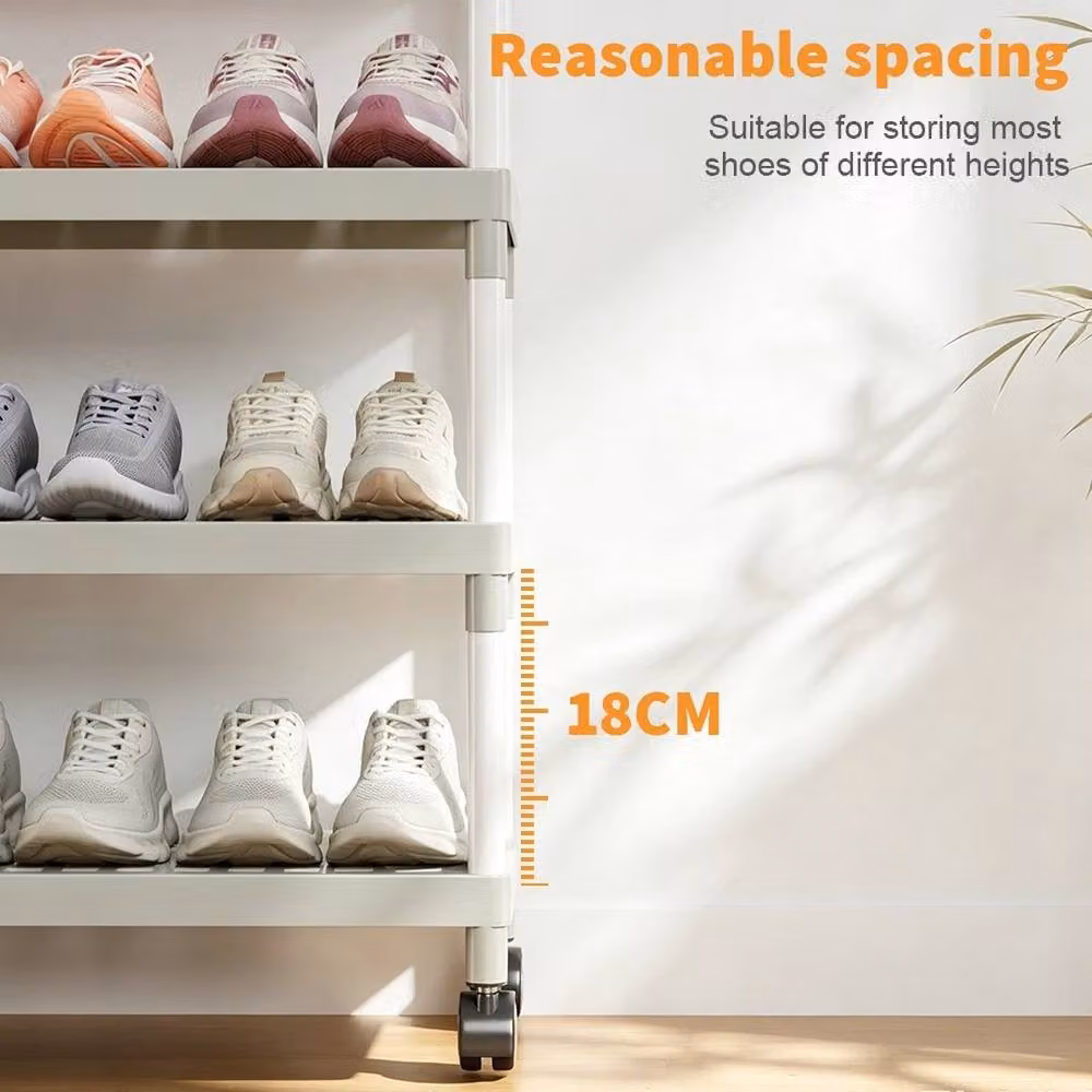 KORVIXA 4 Tier Freestanding Shoe Rack Stand in Grey, W/D/H: 100 x 100 x 73 cm – 2