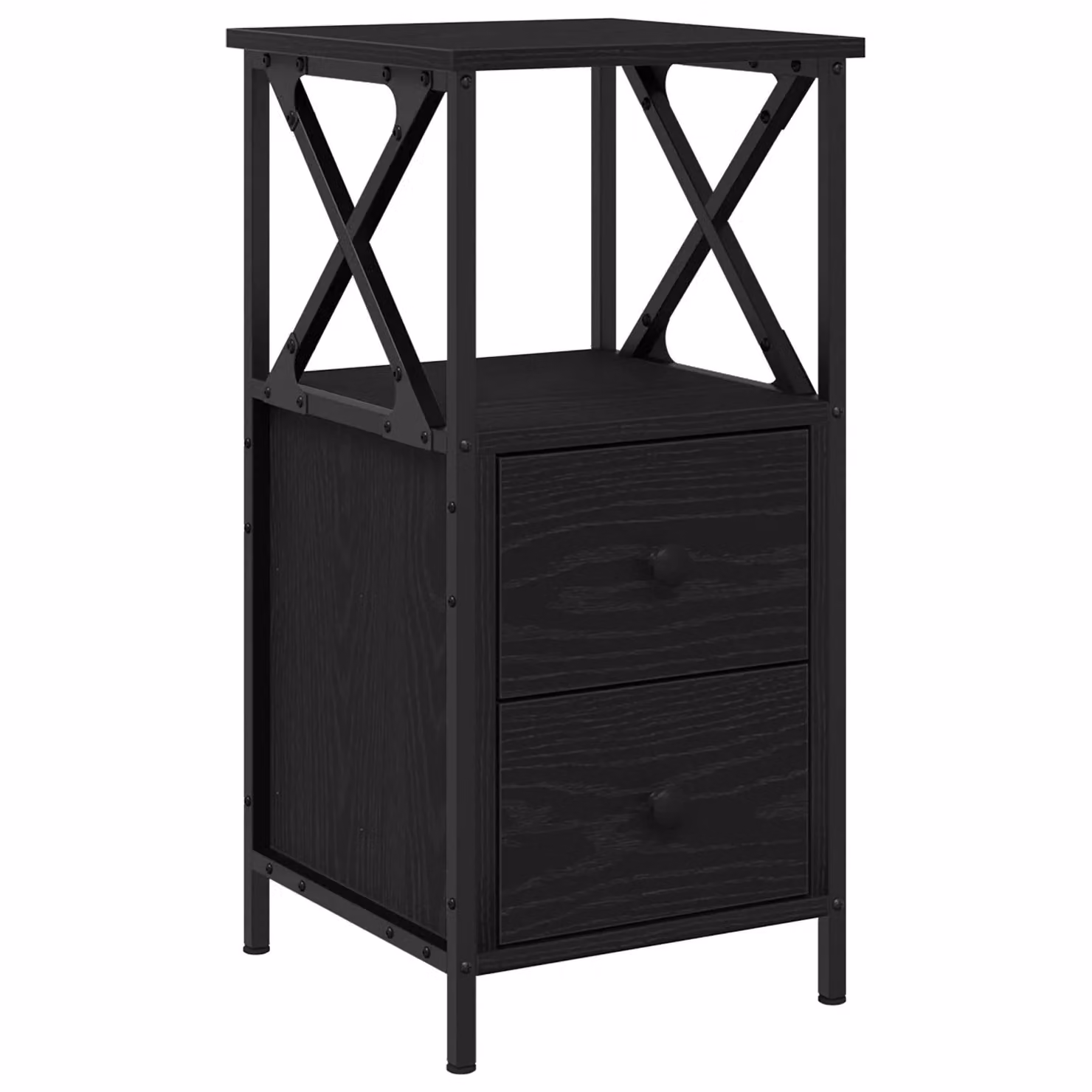 Berkfield Home Black Oak Nightstand in Black, W/D/H: 34 x 35.5 x 70 cm – 2