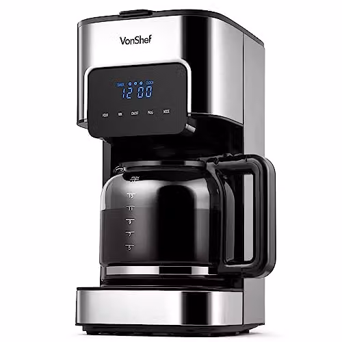 VonShef Digital Electric Filter Coffee Machine with 1.5L Capacity, Keep Warm Function and Timer, Silver and Black – 1