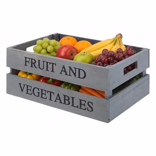 Orsina Grey and Black Solid Wood Crate Storage Box with Handles – 1