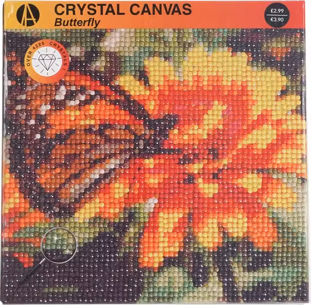 Art Studio Pink and Multicolour Butterfly and Floral Crystal Canvas