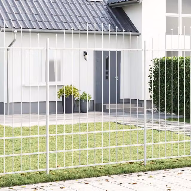 Berkfield Home White Metal Expandable Spike Arch Fence Panel