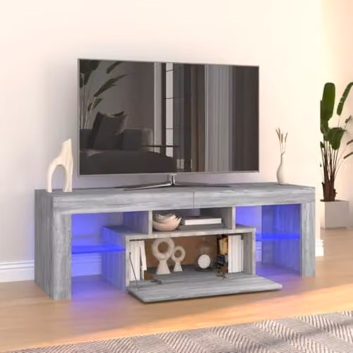 vidaXL Modern Grey TV Cabinet with LED Lights W/D/H: 120 x 35 x 40 cm – 1