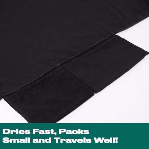 OHS Microfibre Quick Drying Absorbent Beach Towel with Bag, Black – 5