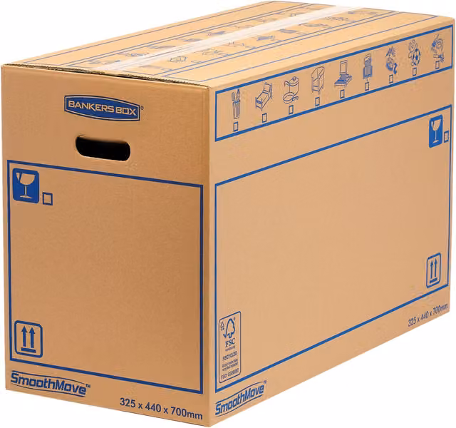 Bankers Box Heavy Duty Double Wall Cardboard Moving Boxes, 100L, Brown, Pack of 10