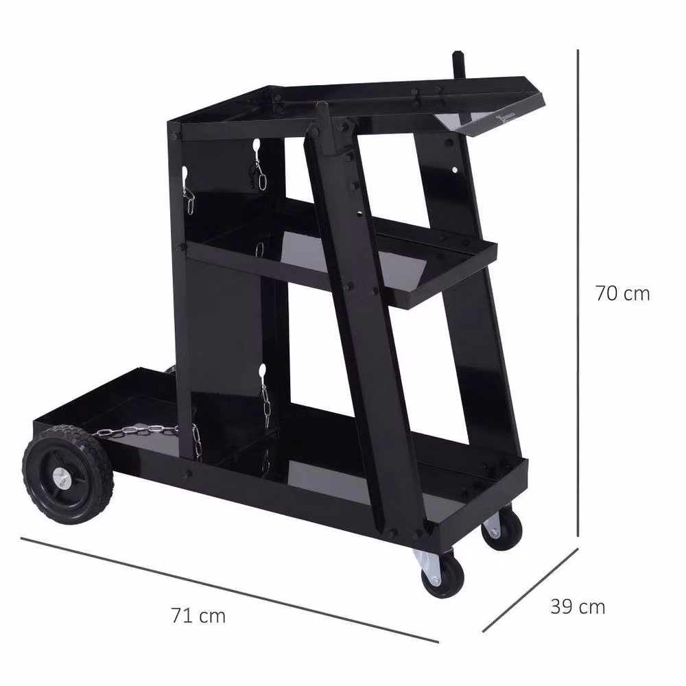STILVORA Black Steel Rollable Welder Trolley with Worktop W/D/H: 71 x 50 x 39 cm – 2