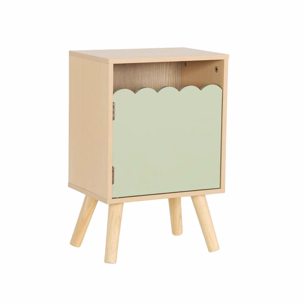 sweeek Children's Bedside Table with 1 Door in Green Wood Decor – 2