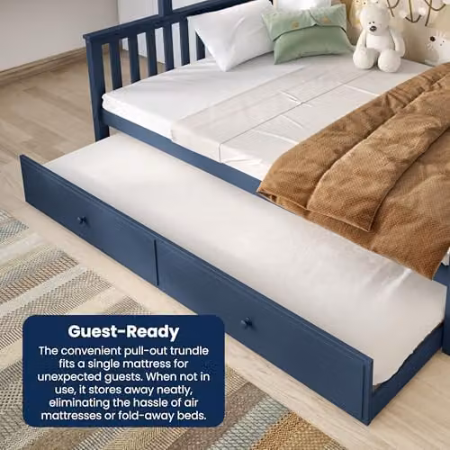 Flair Furnishings Triple Bunk Bed with Trundle and Staircase Storage in Blue – 5