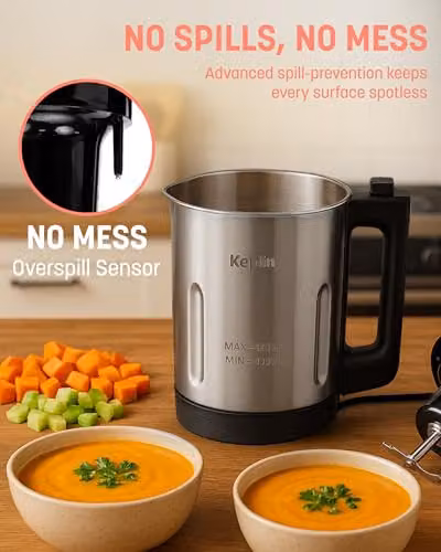 Keplin 3-in-1 Soup Maker and Blender in Silver with 1.2 l Capacity, Stainless Steel Finish and Keep Warm Function – 5