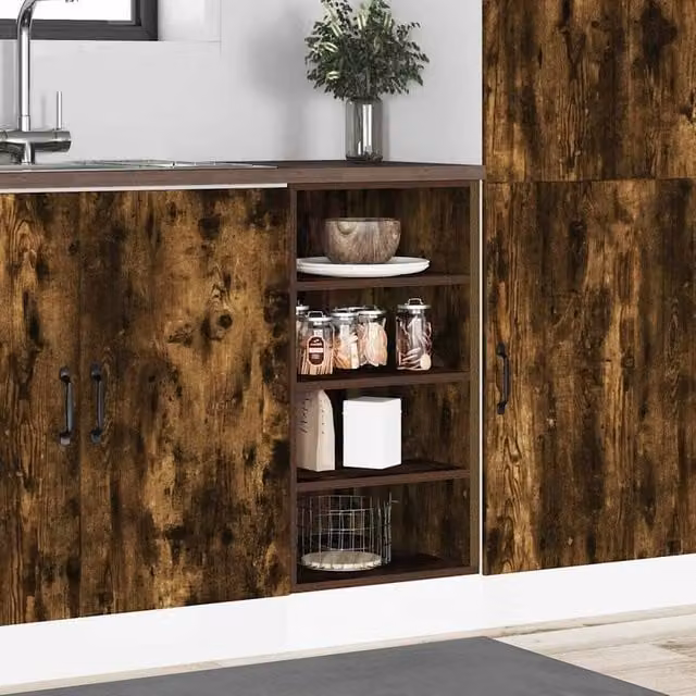 Berkfield Home Smoked Oak Kitchen Base Unit in Brown, W/D/H: 40 x 44.5 x 81.5 cm