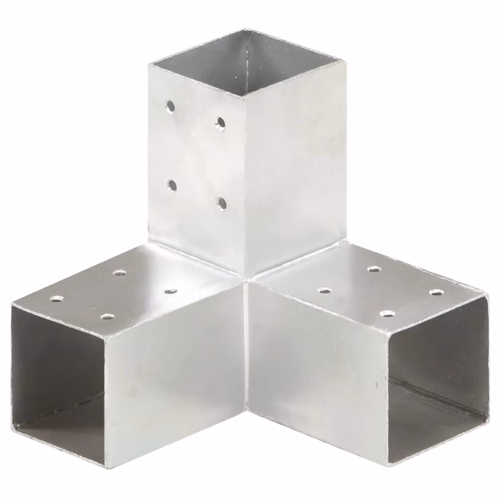 Berkfield Home Y Shape Post Connectors, 4 Pack, Galvanised Metal, Silver, 71 mm – 2