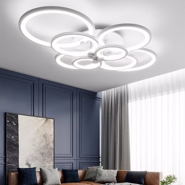 Livingandhome Modern Round LED Ceiling Light in White with Cool White Light, 142W