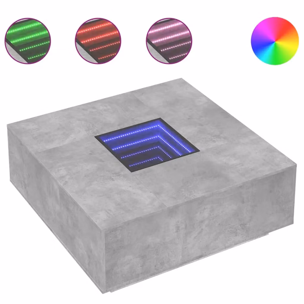 Berkfield Home Infinity LED Coffee Table in Concrete Grey, W/D/H: 100 x 100 x 40 cm – 2