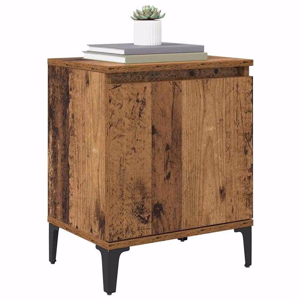 Berkfield Home Old Wood Nightstand in Brown, Solid Wood and Metal, W/D/H: 40 x 30 x 50 cm – 3