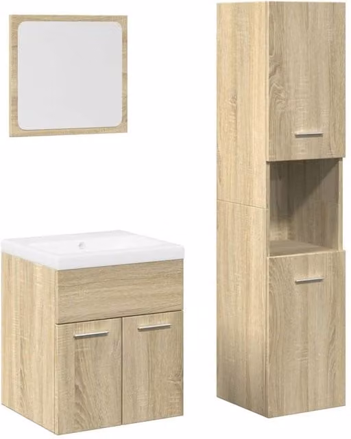 Berkfield Home 4 Piece Modern Bathroom Furniture Set in Sonoma Oak Brown