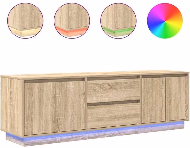 Berkfield Home Modern TV Cabinet with LED Lights in Sonoma Oak Brown, W: 160.5 cm, D: 41 cm, H: 50 cm