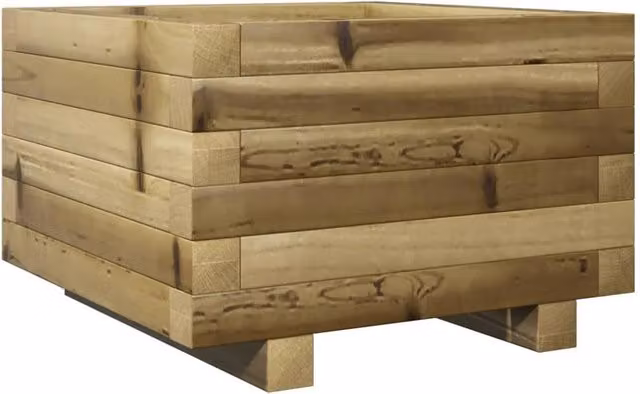 Berkfield Home Brown Impregnated Wood Pine Garden Planter Tub W: 40 cm, D: 40 cm, H: 26.5 cm – 1