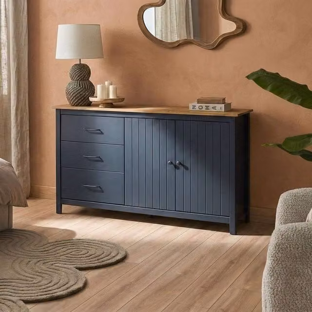 Wyld and Coco Nordic Blue Pine Sideboard, W/D/H: 150 x 40 x 80 cm – 1