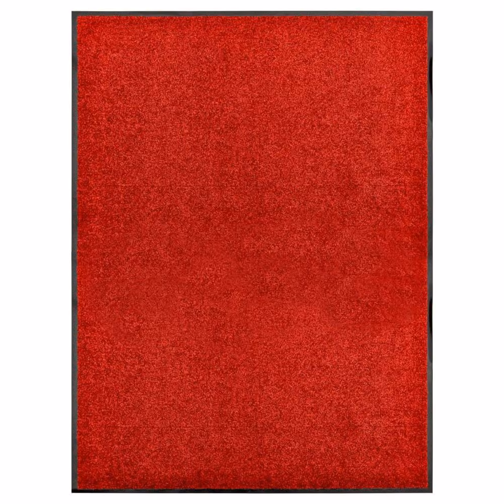 Berkfield Home Red and Black Washable Non-Slip Pliable Doormat, W: 90 cm, D: 120 cm – 2