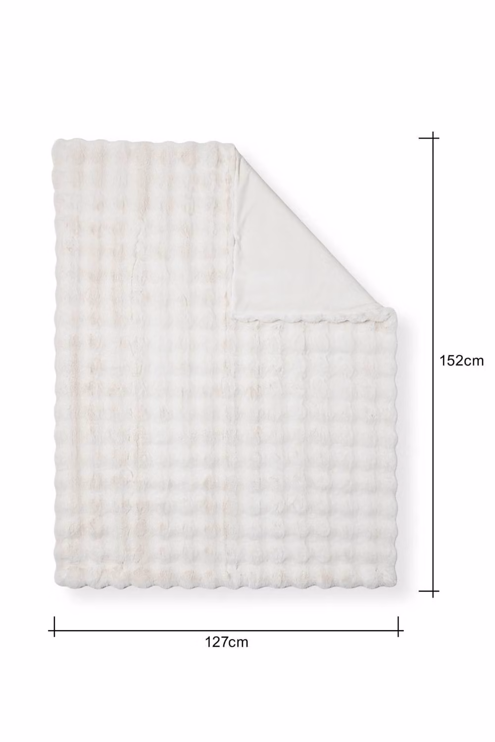BHS Scalloped Faux Fur Throw in Beige and White, W/D/H: 152 x 127 x 127 cm – 2