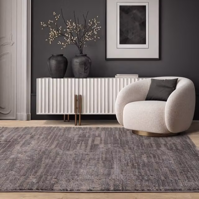 The Rug Edit Axel Geometric Blocks Rectangular Living Area Rug in Grey, 275 cm