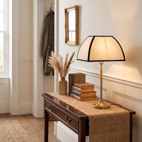 Happy Homewares Vintage Victorian Square Lamp Shade in Beige, Black and White Fabric with W/H: 18 x 27 cm – 2