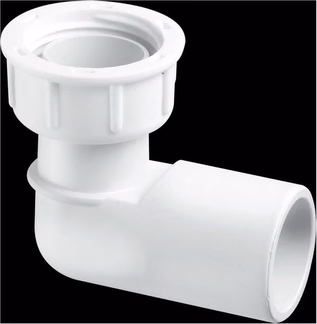 McAlpine R8A 3/4 inch 90 degree Female Overflow Coupling with Loose Nut, White