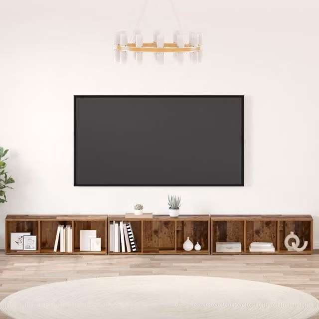 Berkfield Home 3-Piece Rustic TV Cabinet in Brown Engineered Wood, W/D/H: 37 x 35 x 107.5 cm – 1